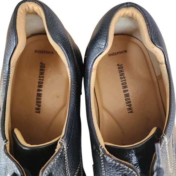 ​Johnston & Murphy Men 13 W Black Leather Shoes Comfort Oxfords Sheepskin Lining main image 4